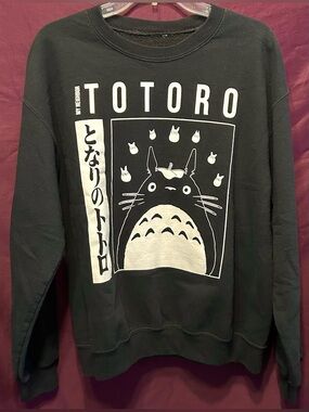 Hot Topic Black Totoro Crewneck Sweatshirt with White Graphic